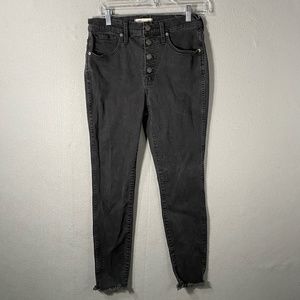 Madewell 10" High Rise Button Fly Raw Hem Black Jeans Pants Womans Size 28